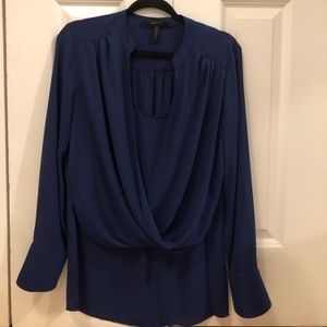 BCBGMAXAZRIA Jacklyn Drape Front Blouse blue